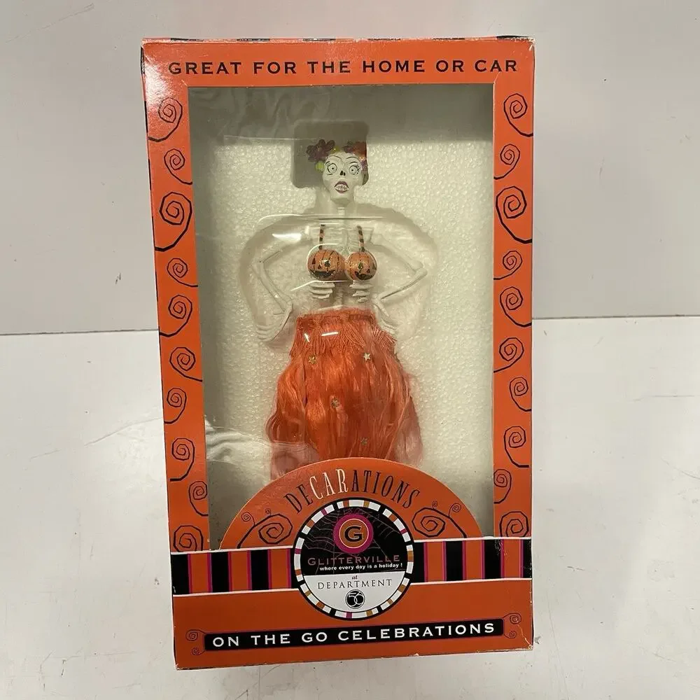 Department 56 Glitterville Halloween Hula Ghoul Bobblehead Home/Car Decorations